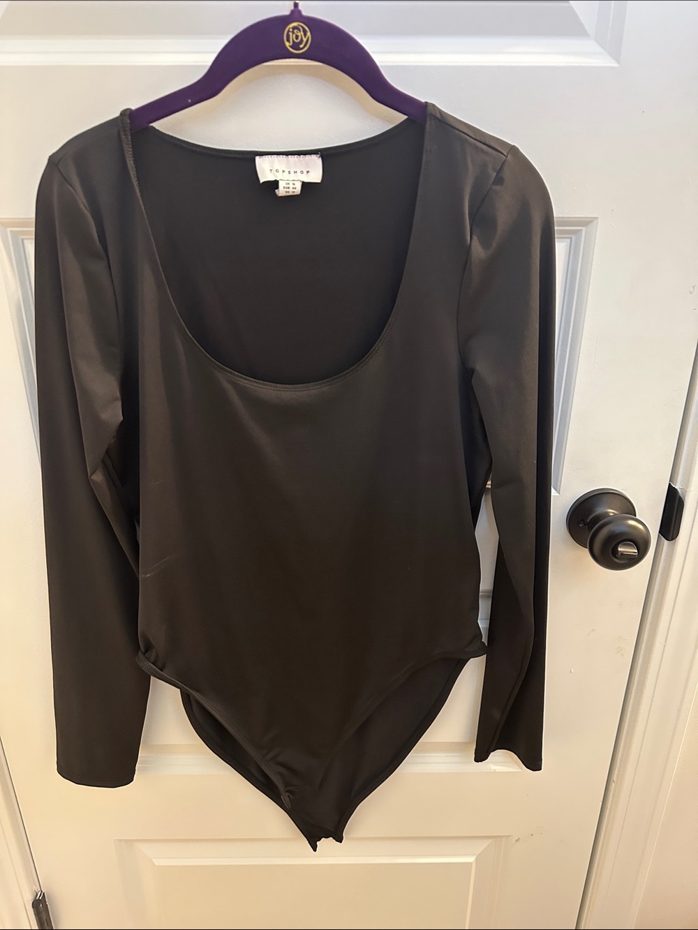 Topshop Black Long-Sleeve Scoop-Neck Bodysuit